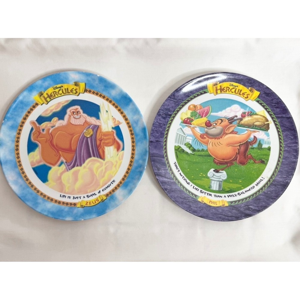Set of 2 Vintage 1997 Disney Hercules Zeus & Phil Collector's Plates McDonald's